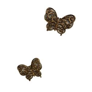 2 VTG HOMCO Gold-Tone Butterflies Plastic Wall Art Decor MCM 8x10”